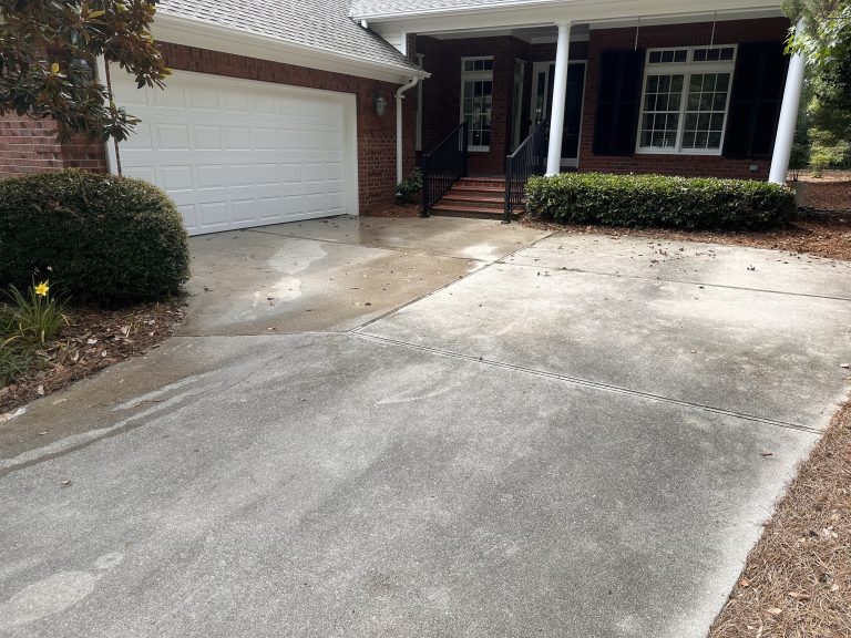 driveway before pressure washing